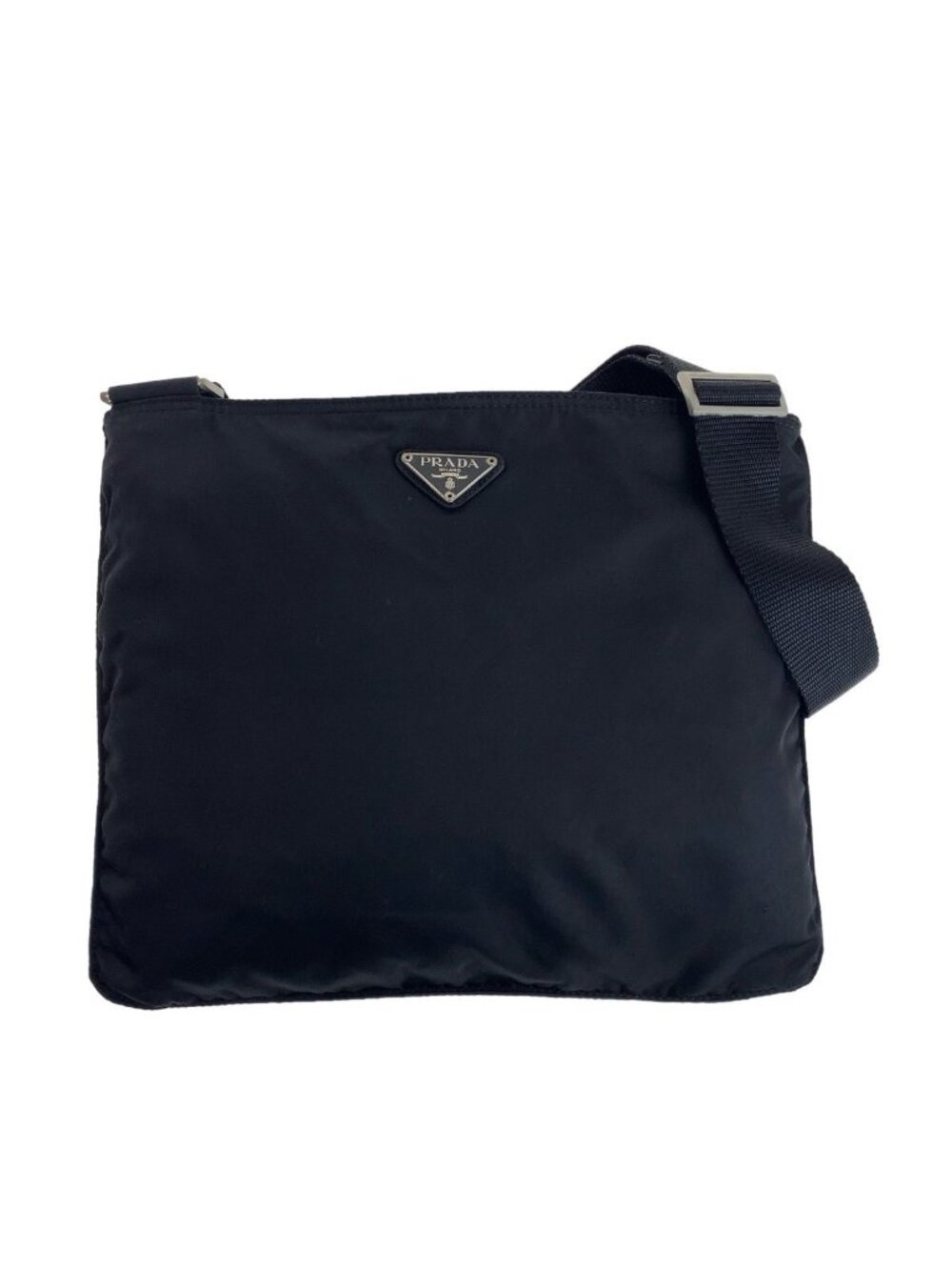 Prada Tessuto Black Silver Nylon Shoulder Bag Pochette